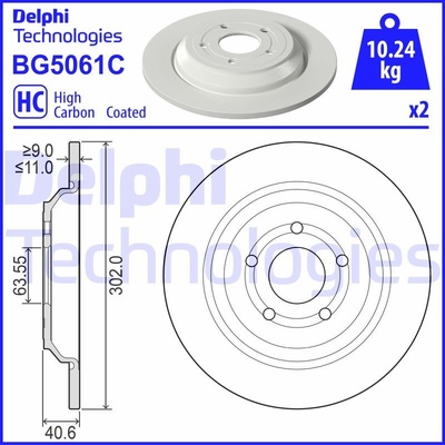 DELPHI Brzdový kotúč BG5061C