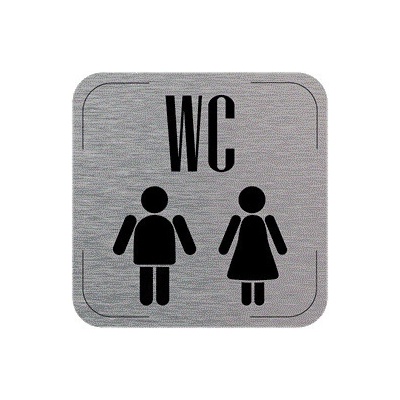 Popis místnosti - cedulka na dveře - WC muži/ženy, hliníková tabulka, 80 x 80 mm