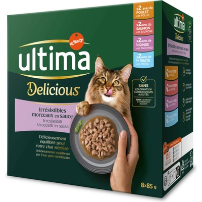 Ultima Sterilized Cat mix I kuracie morčacie losos pstruh 8 x 85 g