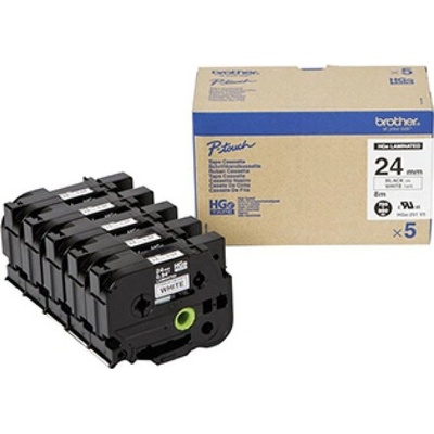 Brother HGE-251V5 - Černá na bílé - Role (2,4 cm x 8 m) 5 kazeta/y lamino páska - pro P-Touch PT-9500pc, PT-9700PC, PT-9800PCN; P-Touch R RL-700S