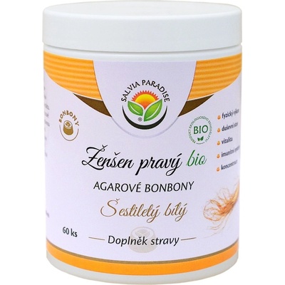 Salvia Paradise Ženšen pravý agarové bonbony BIO 60 ks