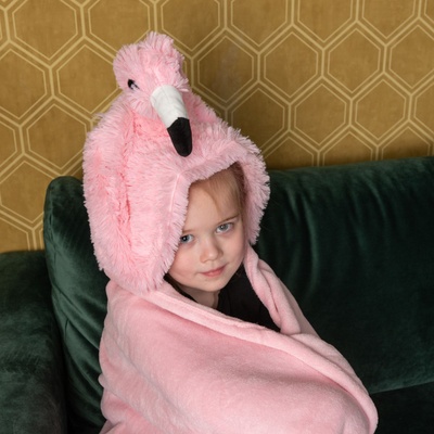 Cozy Noxxiez Hřejivá deka s kapucí Plameňák