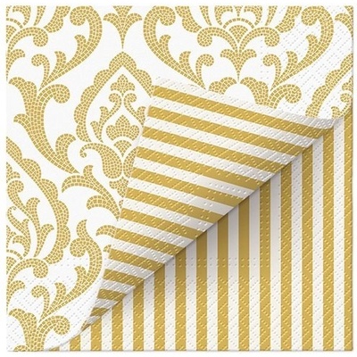 PAW Obrúsky L Double Design Portuguese Tiles Stripe gold 33x33cm