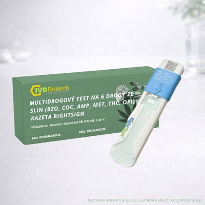 RightSign Multi drogový test na 6 drog BZO,AMP,OPI,COC,MET,THC ze slin 1 ks