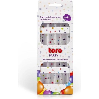 Toro brčka skleněná set 4 ks + 1 ks čistící kartáček