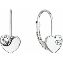 Evolution Group strieborné srdiečkové náušnice s kryštálmi Swarovski 31299.1 bielej