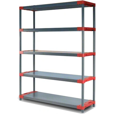 Tvujregal Regál plastový JUPITER-5 180x120x46 PVC červený/zelený Povrchová úprava: Červená