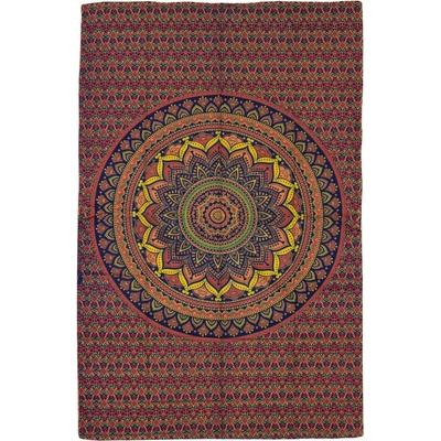 Sanu Babu přehoz na postel květinová mandala modro-červený 130 x 210 cm