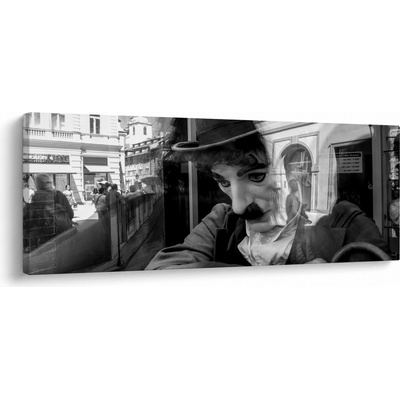 Obraz - Charles Chaplin v Praze, jednodílný 100x40 cm