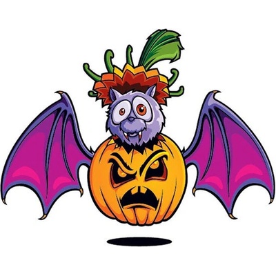 Dýně a netopýr halloweenská tetovačka pro děti