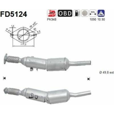 Filter sadzí pevných častíc výfukového systému AS FD5124