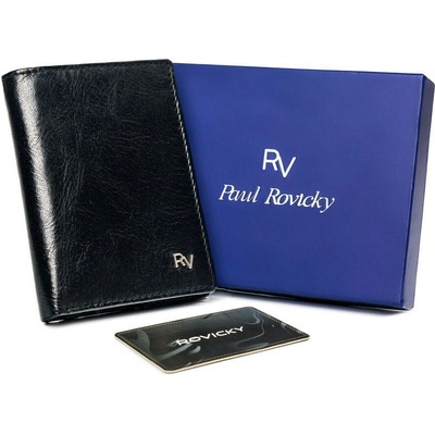 Rovicky Veľká pánska peňaženka z lesklej prírodnej kože čierna RV-7680056-9-8688 BL