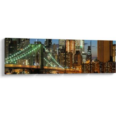 Obraz - Most s New Yorkom, štvordielne 160x40 cm