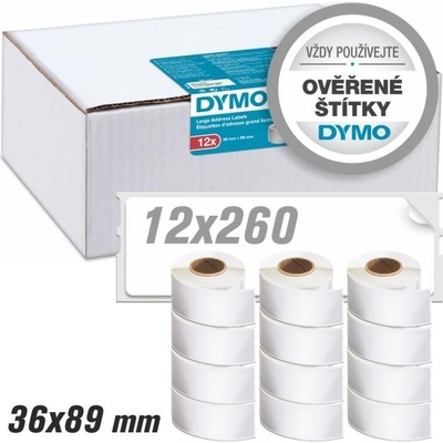 Štítky Dymo LW Standard - permanentní, 36x89 (12x260ks) PROMO
