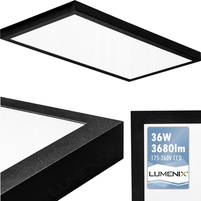 LED panel obdélníkový Lumenix 60 x 30 cm černý