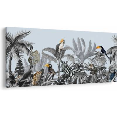 Obraz - Ilustrovaná džungľa, jednodielne 250x125 cm