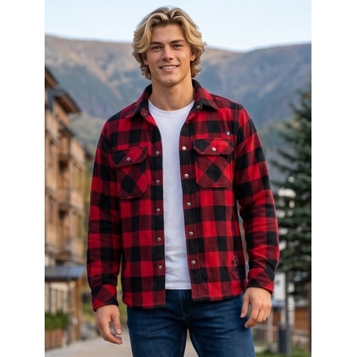 Brandit košile Jeff fleece shirt long sleeve červená-černá