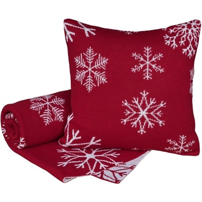 SCANquilt pletený pléd Suomi Vločky červenosmetanová střední 130x200