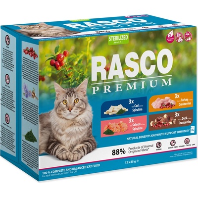 Rasko Premium Cat Sterilized salmon cod duck turkey 12 x 85 g