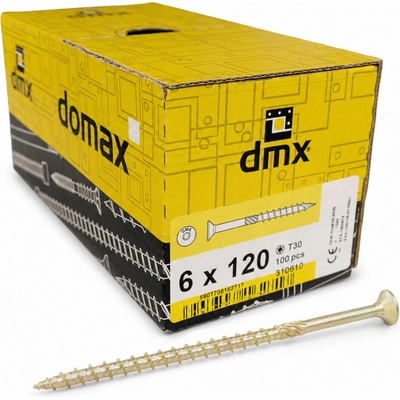 Konštrukčný vrut do dreva 6 × 120 mm, zápustná hlava TX30 – Domax CS