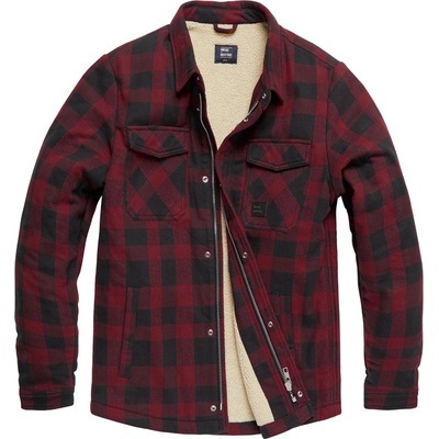 Vintage Industries zateplená kostkovaná košile Craft HeavyWeight Sherpa červená