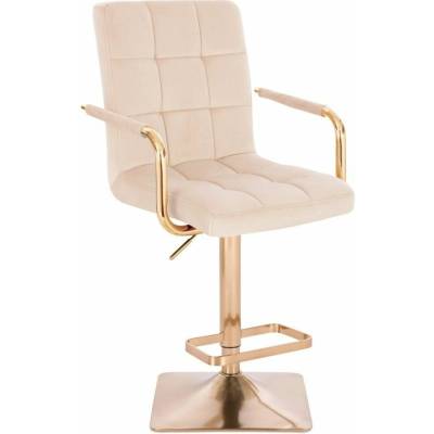LuxuryForm Design Verona Gold Velur na zlatej hranatej podstave / krémová