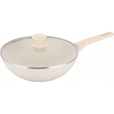 Klausberg Wok pánev 28 cm s poklicí, krémová, indukce/plyn, nepřilnavý povrch 7991