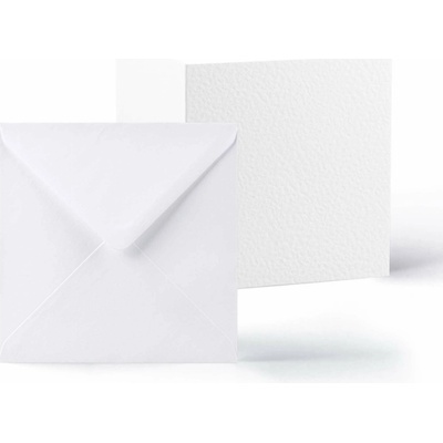 Karty a obálky s kladívkovou strukturou – balení - 155x155 mm + 145x145 mm - Bílá