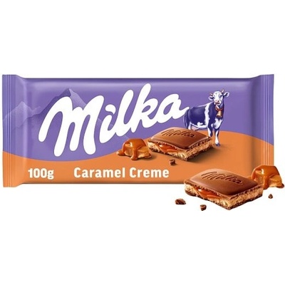 Milka Caramel Créme mliečna čokoláda z alpského mlieka s mliečnou a karamelovou náplňou 100 g