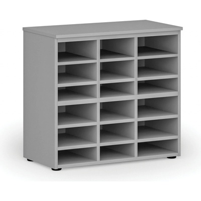 PRIMO Třídící regál GRAY, 800 x 420 x 740 mm, 18 přihrádek, šedý