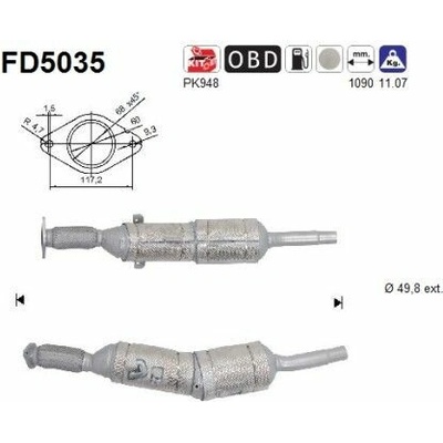 Filter sadzí pevných častíc výfukového systému AS FD5035