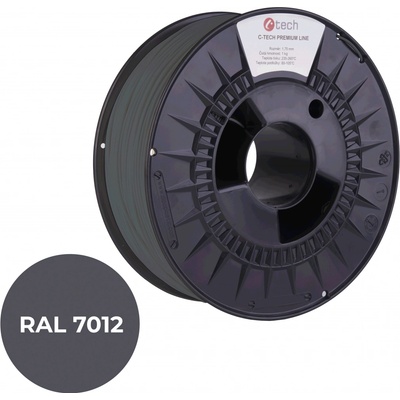 C-Tech Premium Line, Silk PLA, čadičová sivá, RAL7012, 1,75mm, 1kg