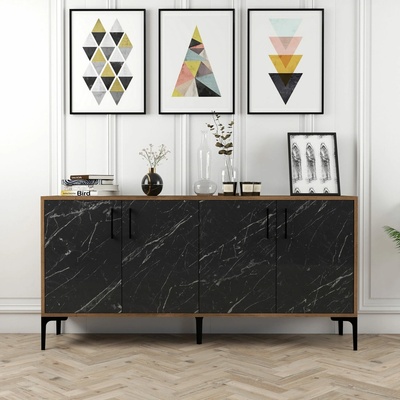 Hanah Home Skříňka KIEV ořech černý mramor