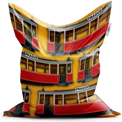Sablio sedací vak Pražské historické tramvaje Žlutý Pattern 150x100 cm