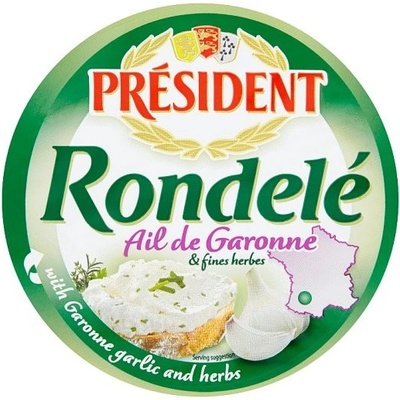 Président Rondelé nezrající sýr s česnekem z kraje Garonne a s bylinkami 100 g