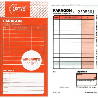 Optys 1089 Obchodní paragon 2x 50listů propisující – Hledejceny.cz