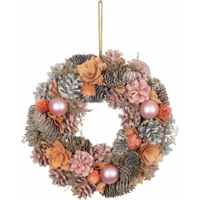 Veniec MagicHome Vianoce, závesný, ružovo-oranžový, 30 cm