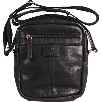 Marta Ponti Luxusní kožená hladká Crossbody taška no. 006 černá