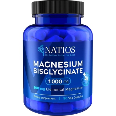 Natios Magnesium Bisglycinate 1000 mg + B6 90 veg. kapslí elem. hořčík 200 mg