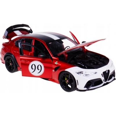 Bburago Zberateľské autíčko HOBBY Alfa Romeo Giulia GTAm červeno-biela metalíza mierka 1:18