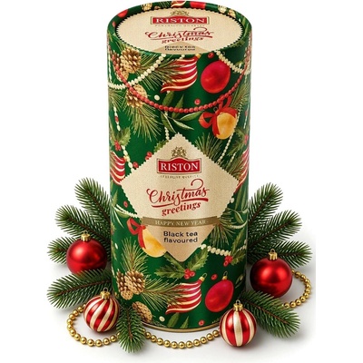 Riston Černý čaj Christmas Greetings papír 85 g