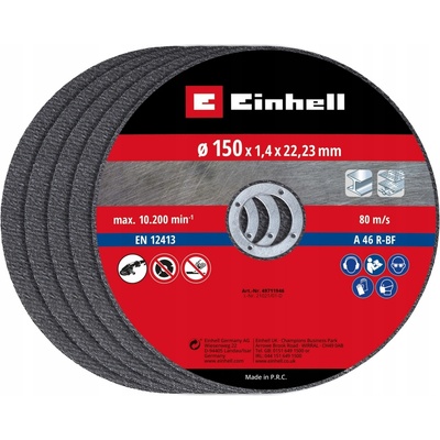 EINHELL SADA PĚTI ŘEZNÝCH KOTOUČŮ NA KOV 150 mm x 1,4 mm x 22,23 mm, 5 ks