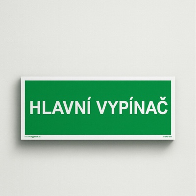 Traiva s.r.o Hlavní vypínač Zelený Verze: Plast 210 x 80 mm tl. 0.5 mm - Kód: 10549