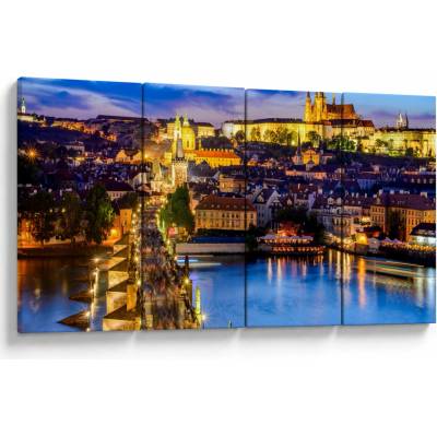 Obraz - Karlův most, Praha, Česká Republika, Čtyřdílný 160x80 cm