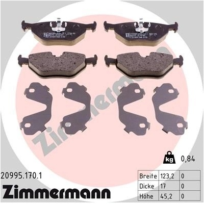 ZIMMERMANN Sada brzdových platničiek kotúčovej brzdy 209951701