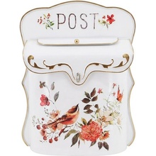 Bílá antik poštovní schránka s ptáčky Post - 28*18*37cm - Clayre & Eef