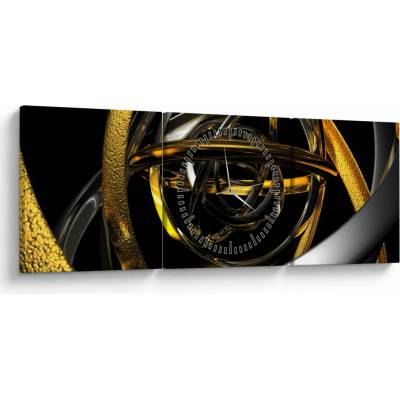 Obraz modernej abstrakcie (s hodinami), trojdielne 90x30 cm s hodinami