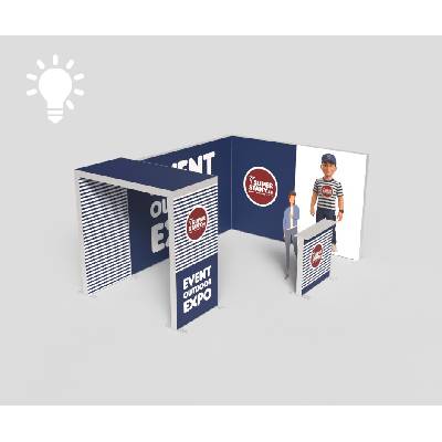 Svetelný expo systém, obojstranný výstavný stánok, skladanie bez náradia, Alu rám 120mm - RED SEGO LED - 100x250cm, Komplet ( rám + potlač grafiky )