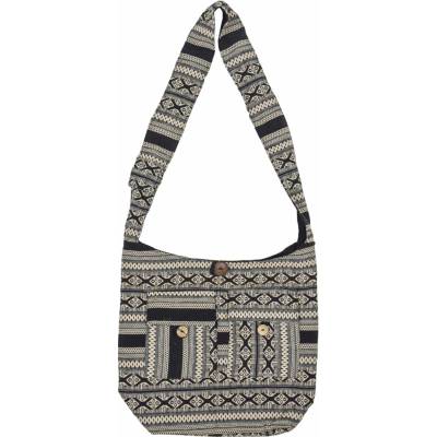 Sanu Babu taška přes rameno černobílá velká Aztec design