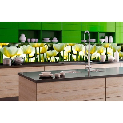 Dimex KI-350-009 Samolepicí fototapeta do kuchyně Bílé tulipány rozměry 350 x 60 cm